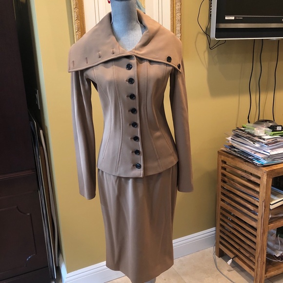 Dolce & Gabbana Tan Skirt Suit sz 46 NWOT